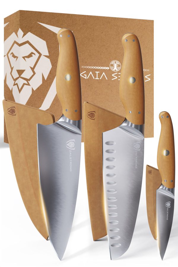 3-Piece Knife Set | Chef - Santoku - Paring | Sustainable and Earth-friendly Material | Gaia Series | Dalstrong © Sale
