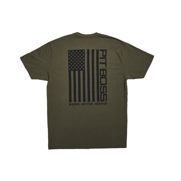Pit Boss Vertical Flag Men’s T-Shirt - Military Heather Green Online Hot Sale - Image 2