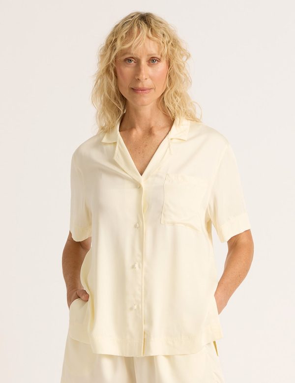 Vegan Silk Short Sleeve Shirt - Pearl Online Hot Sale