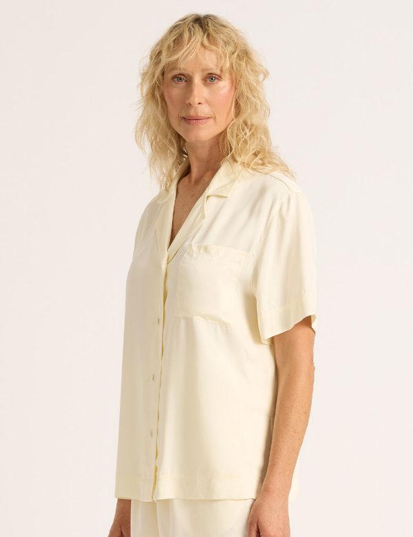 Vegan Silk Short Sleeve Shirt - Pearl Online Hot Sale - Image 4