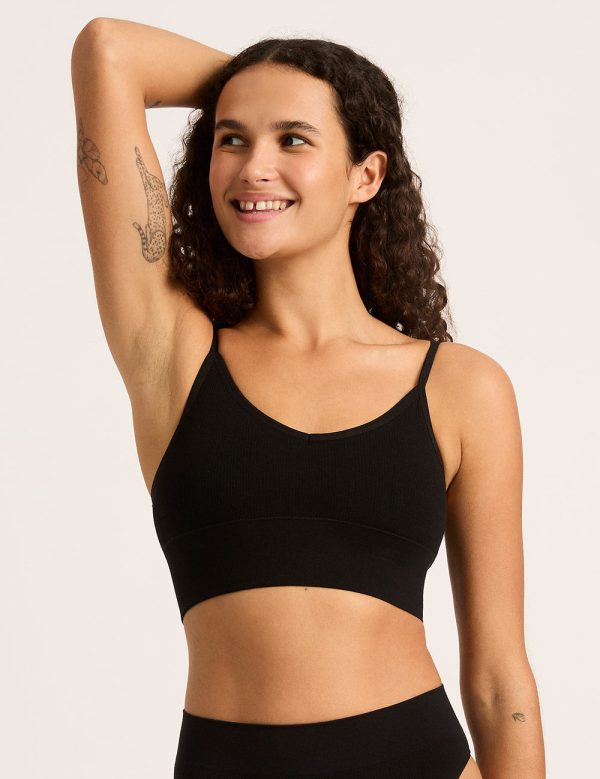LYOLYTE Ribbed Low Back Bra - Black For Cheap