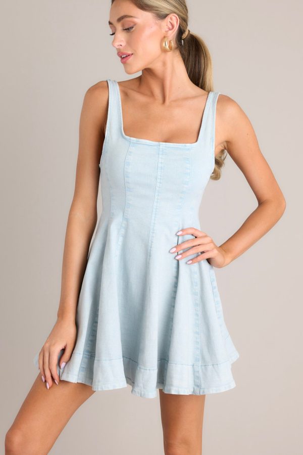 Unveiling Essence Light Chambray Mini Dress Discount - Image 3