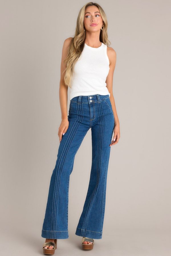 Climbing Towards Confidence Dark Wash Flare Jeans For Discount - Image 3