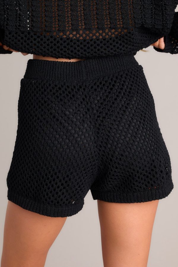Shadow Stitched Black Knit Shorts Cheap - Image 3