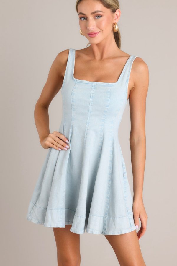 Unveiling Essence Light Chambray Mini Dress Discount - Image 5