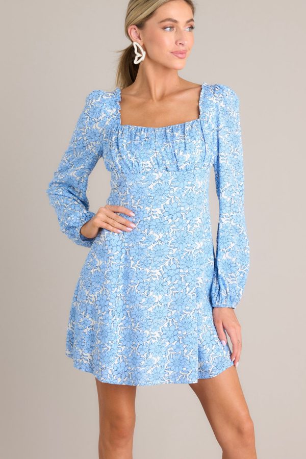 Through My Eyes Blue Floral Mini Dress For Discount - Image 4