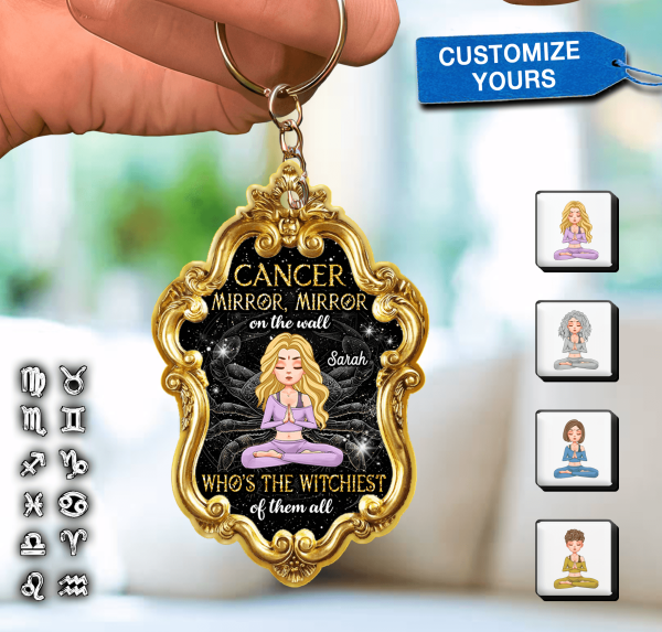 Mirror On The Wall Who s The Witchiest Of Them All Zodiac Personalized Acrylic Keychain, Zodiac Sign Astrology Gifts for Her - AK013PS14 Online - Image 2